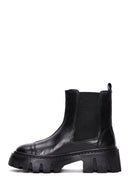 Women's Black Thick Soled Leather Chelsea Boots | Derimod