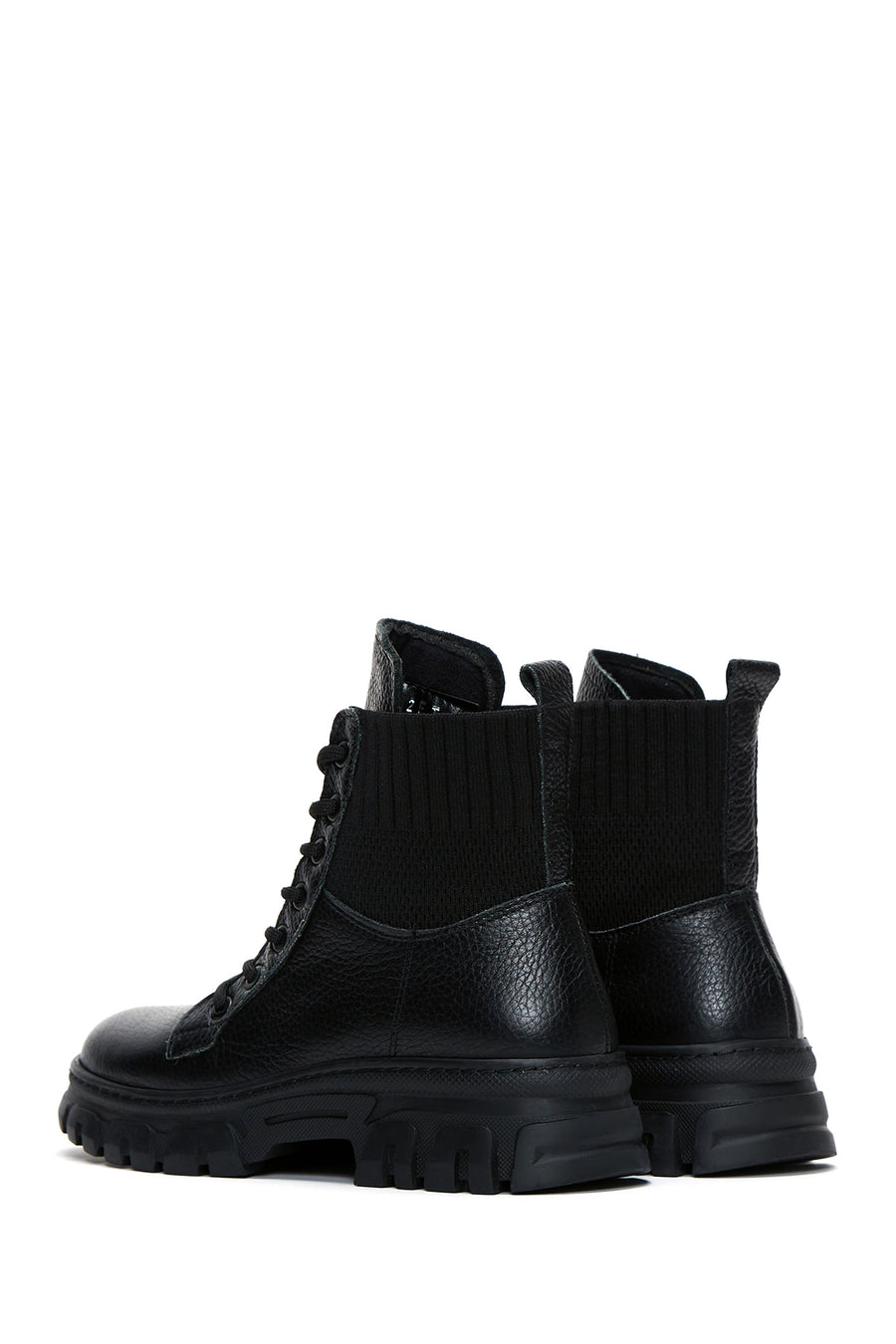Women's Black Thick Soled Leather Boots