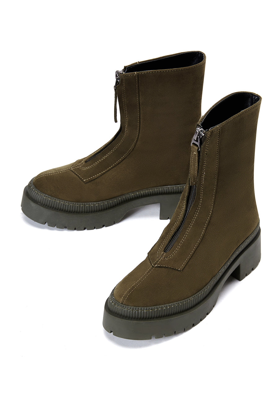 Women's Khaki Zipper Boots