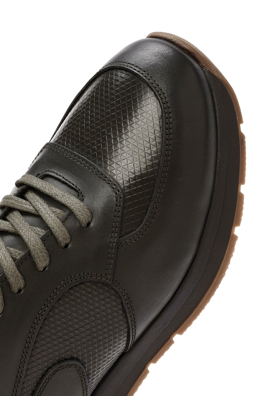 Erkek Yeşil Bağcıklı Deri Casual Sneaker