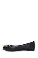 Women's Black Leather Ballerinas | Derimod