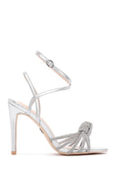 Women's Silver Stone Thin Heel Sandals | Derimod