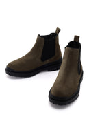 Men's Khaki Casual Chelsea Suede Leather Boots | Derimod