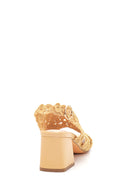 Women's Beige Straw Heeled Sandals | Derimod