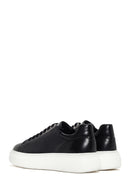 Men's Black Lace-up Thick-Sole Leather Sneaker | Derimod