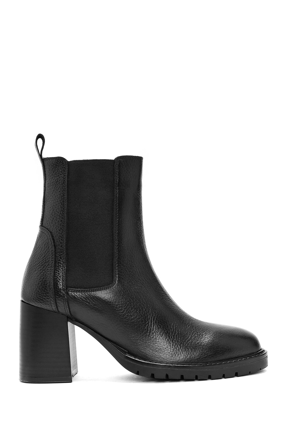 Women's Black Thick Heeled Leather Chelsea Boots 24WFD1521FT | Derimod