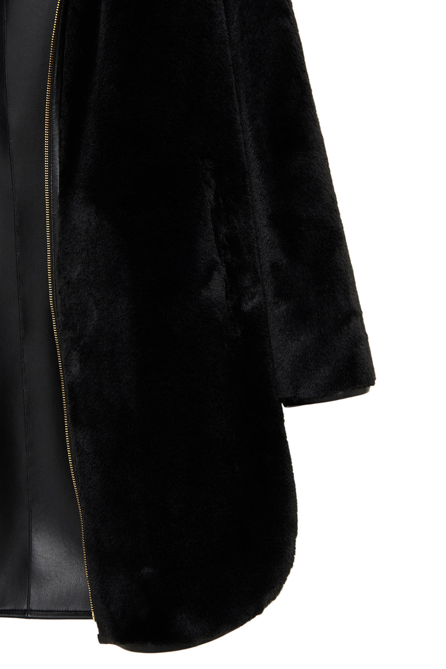 Artesina Women's Black Hooded Teddy Leather Coat