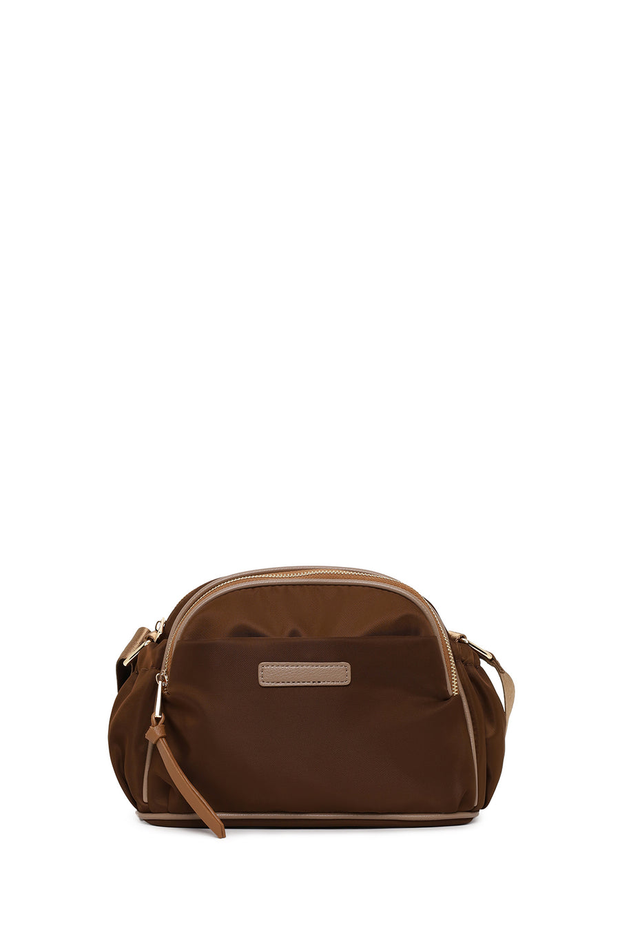 Woman Brown Fabric Crossbody Bag