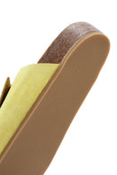 Women's Yellow Double Buckle Suede Leather Slippers | Derimod