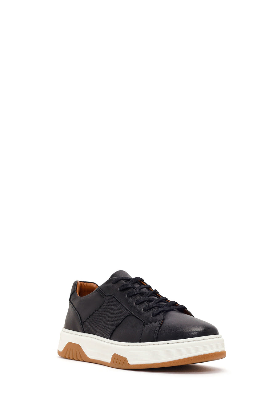 Men's Black Thick Sole Lace Up Leather Sneaker