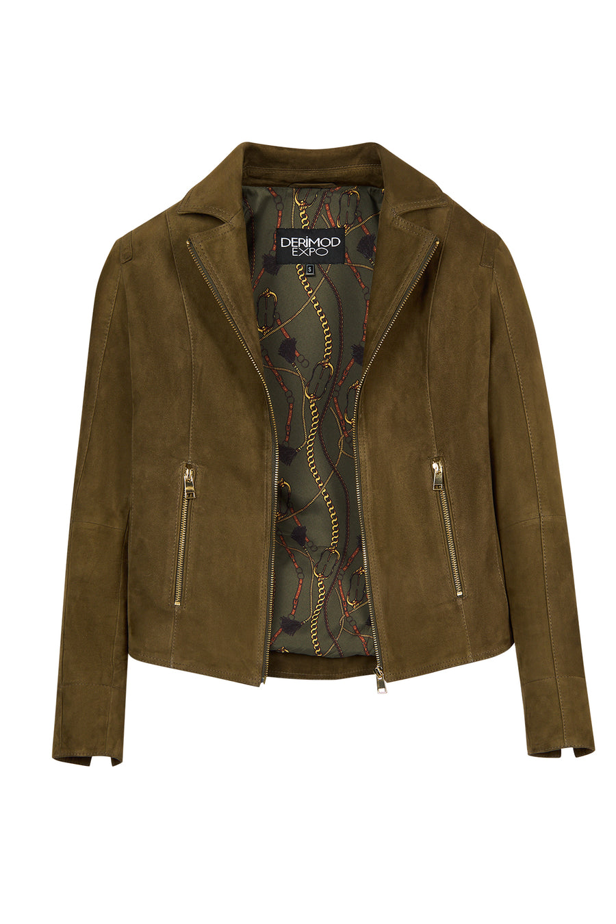 Lara Woman Green Short Suede Leather Jacket