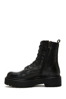 Women's Black Thick Soled Leather Boots | Derimod