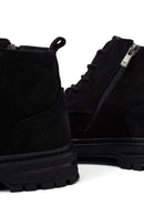 Male Black Zip Closure Thick-Soled Nubuck Leather Boots | Derimod