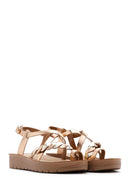 Women's Pink Ankle Strap Metallic Sandals | Derimod