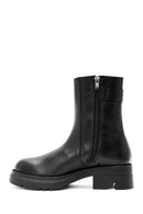 Women's Black Zippered Leather Boots | Derimod