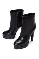 Women's Black Leather Plaftorm High Heeled Boots | Derimod