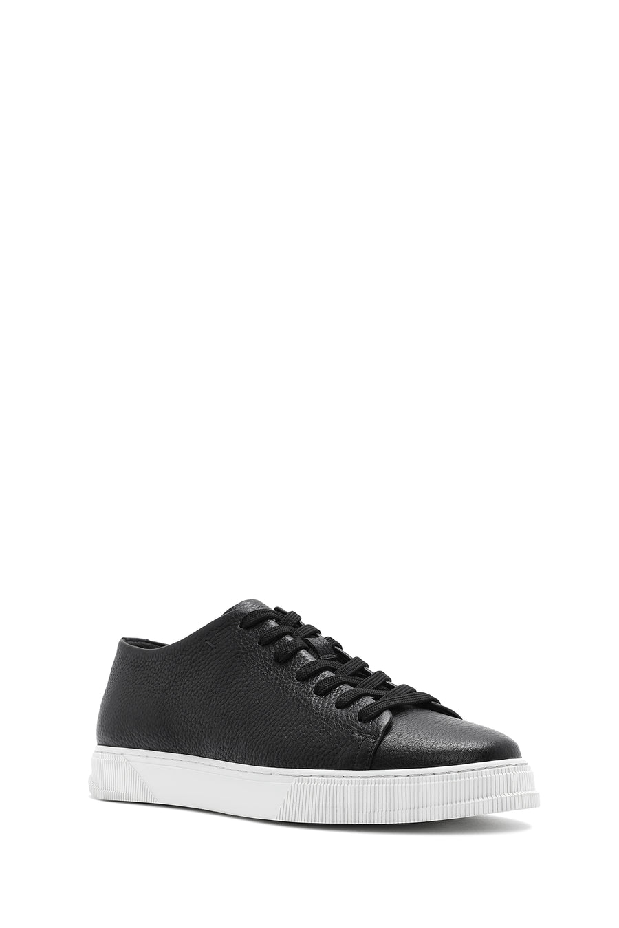 Erkek Siyah Bağcıklı Deri Sneaker