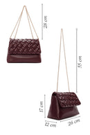 Women's Burgundy Long Chain Strap Braided Crossbody Bag | Derimod