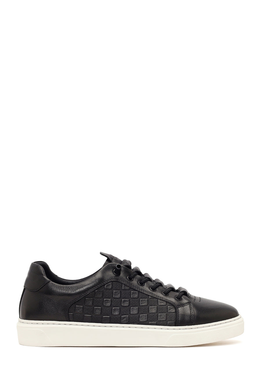 Male Black Lace-Up Patterned Leather Sneaker 26SFD640914 | Derimod