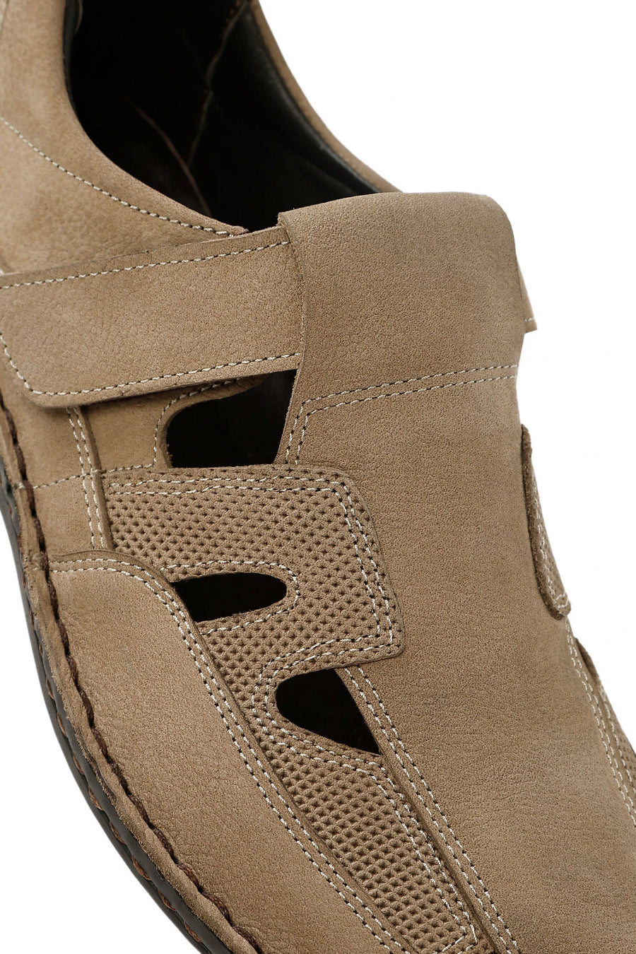 Men's Beige Nubuck Leather Casual Shoes