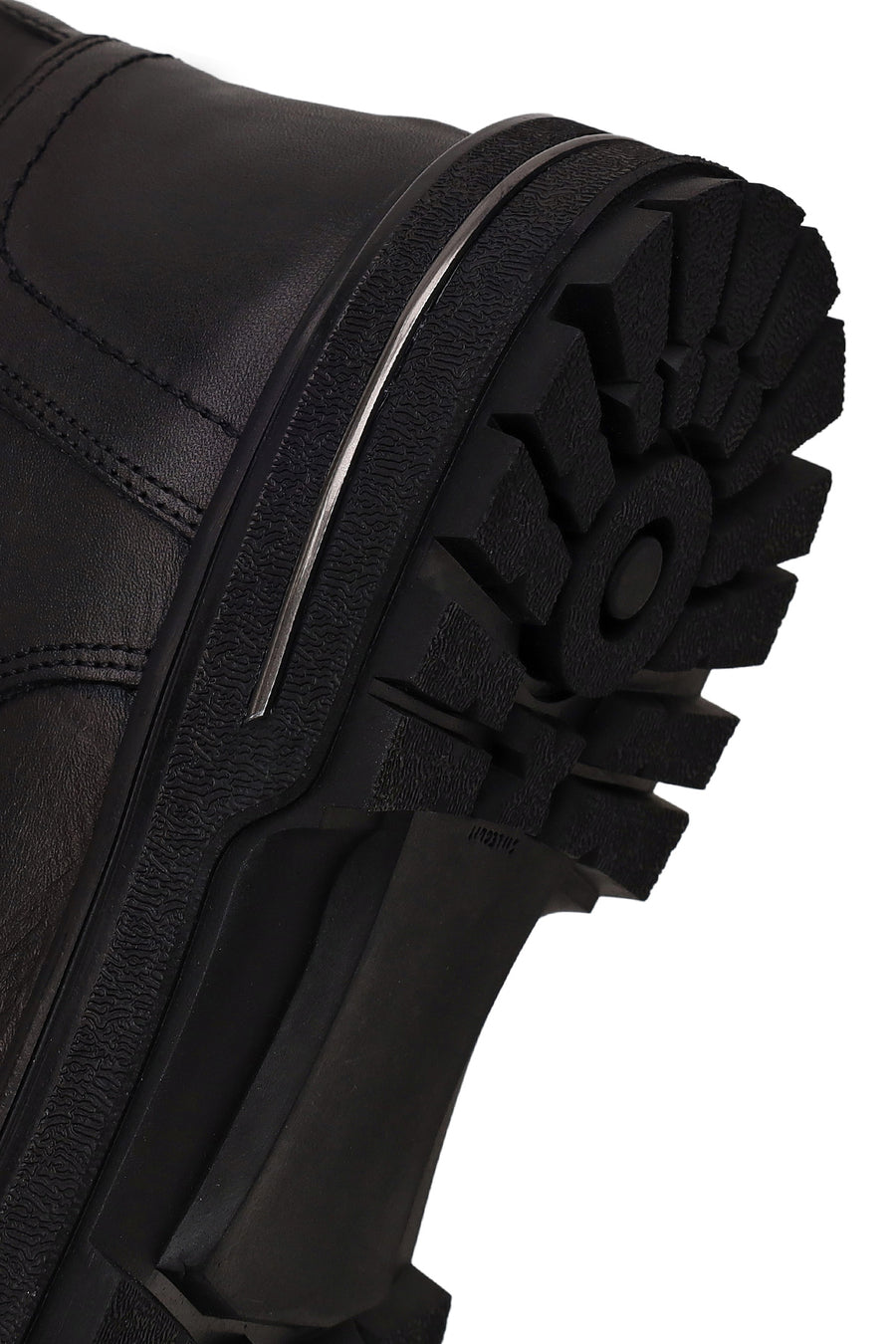 Male Black Lace-up Zip Closure Leather Boots