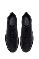 Erkek Siyah Bağcıklı Deri Sneaker | Derimod