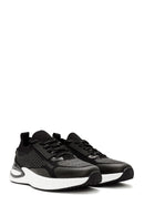 Derimod Zero Men's Black Lace-Up Thick Soled Fabric Sneaker | Derimod