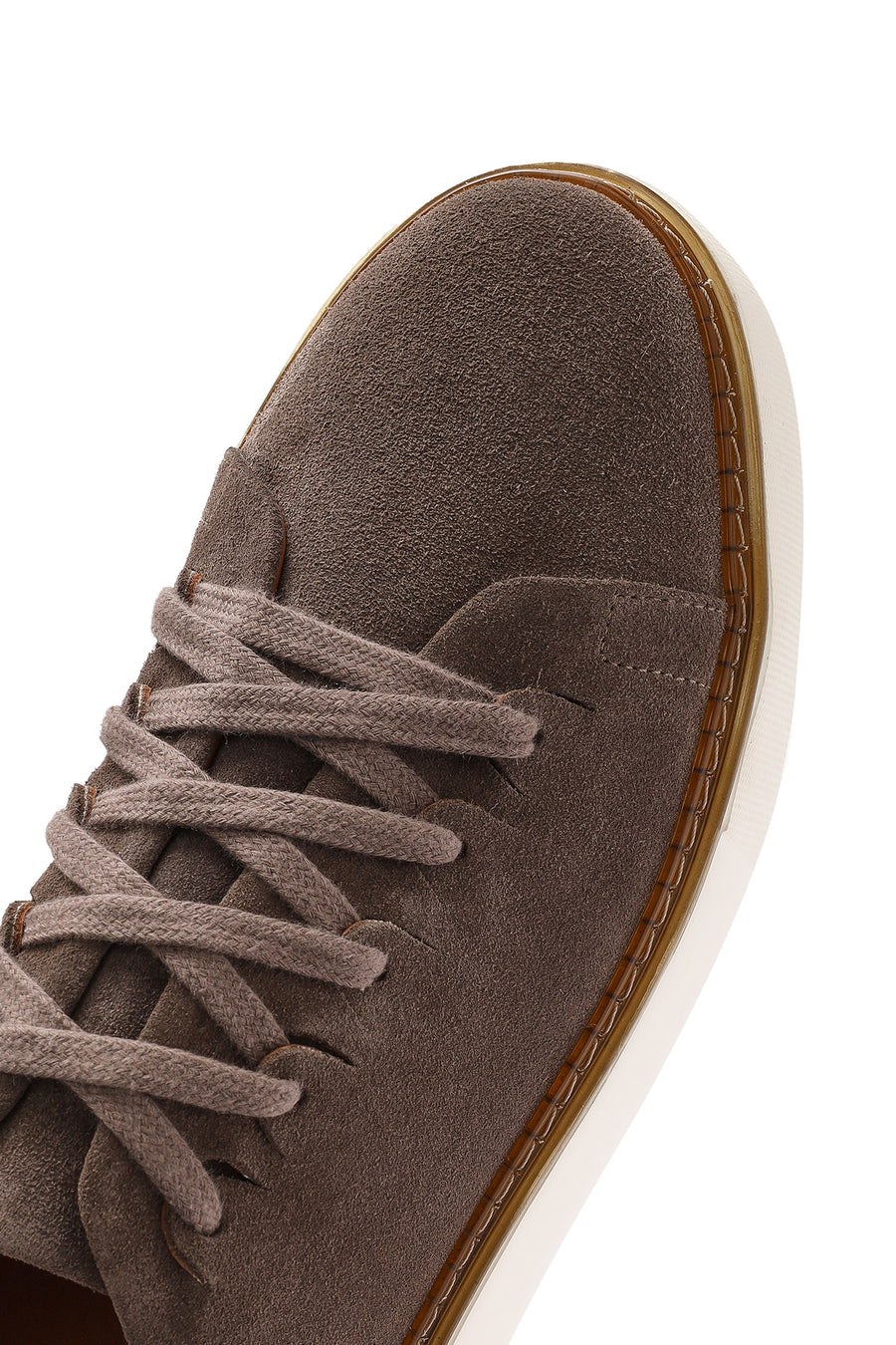 Erkek Vizon Bağcıklı Kalın Tabanlı Süet Deri Sneaker