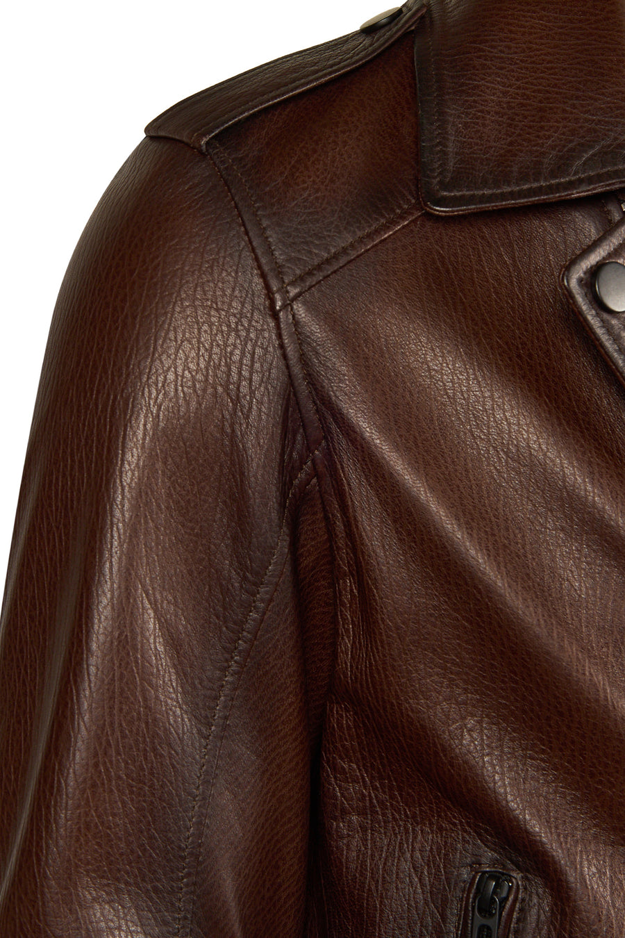 Carter Male Brown Double-breasted Collar Leather Jacket