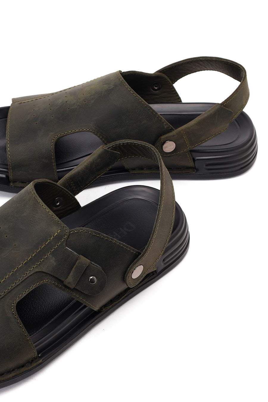 Male Khaki Nubuck Leather Sandals