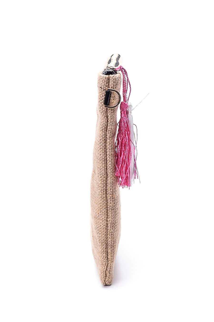 Women's Straw Flamingo Patterned Clutch Bag