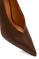 Women's Brown Thin Heeled Leather Stiletto | Derimod
