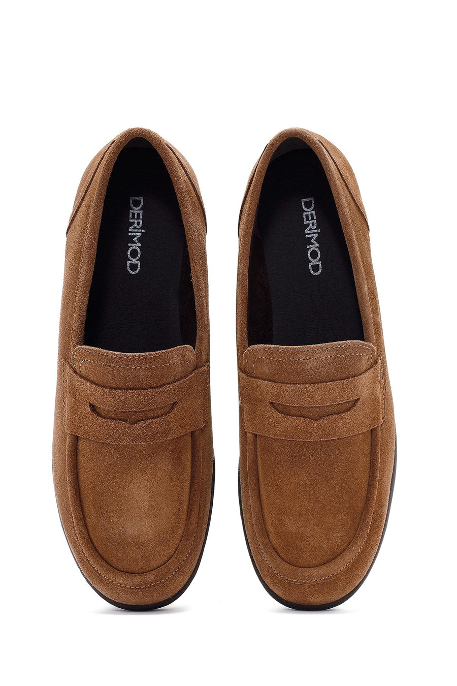 Kadın Taba Dolgu Topuklu Süet Deri Comfort Loafer