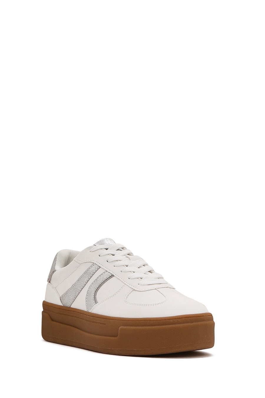 Kadın Beyaz Bağcıklı Kalın Tabanlı Sneaker