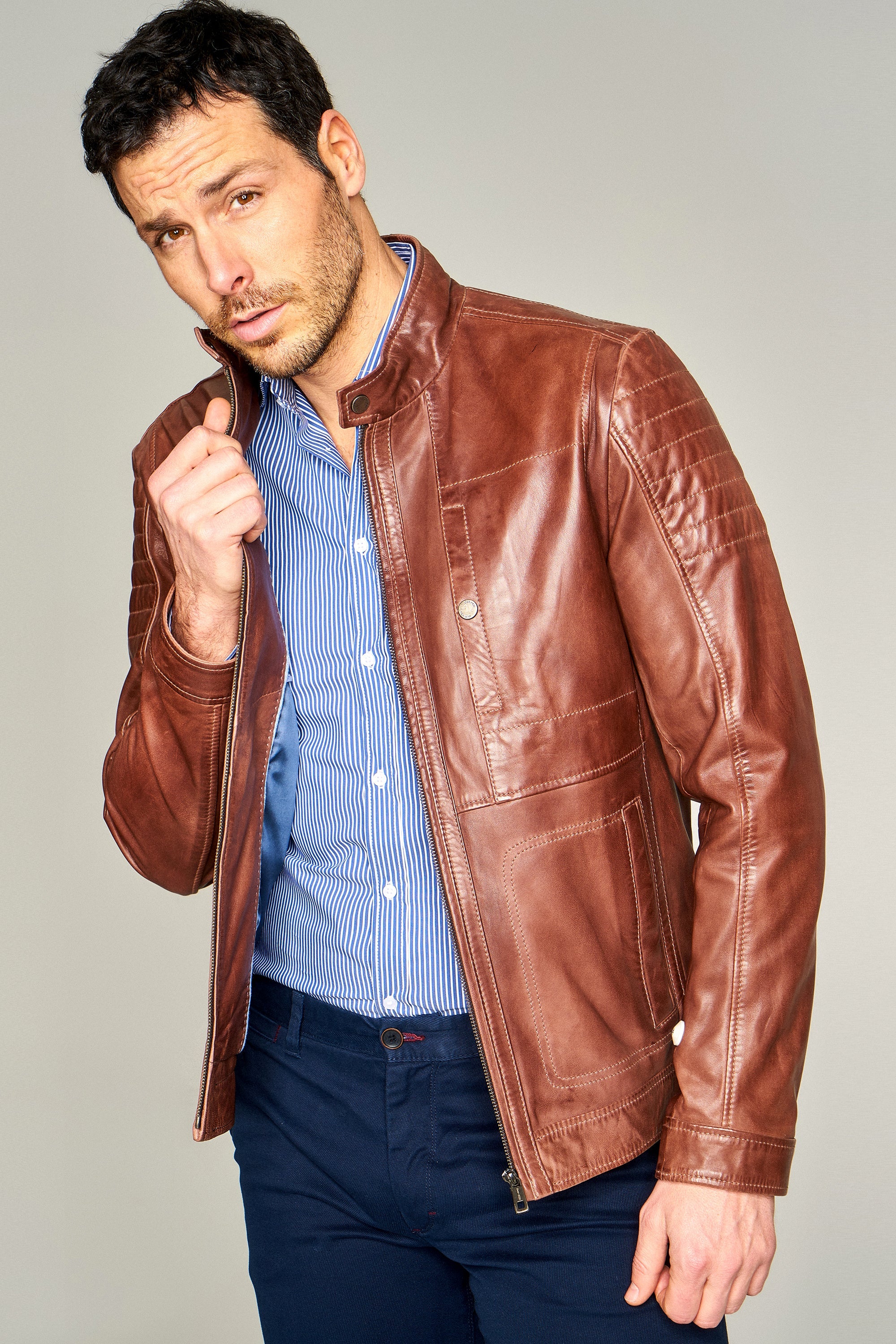 Logan Men's Leather Jacket 15WGD6190U4 | Derimod