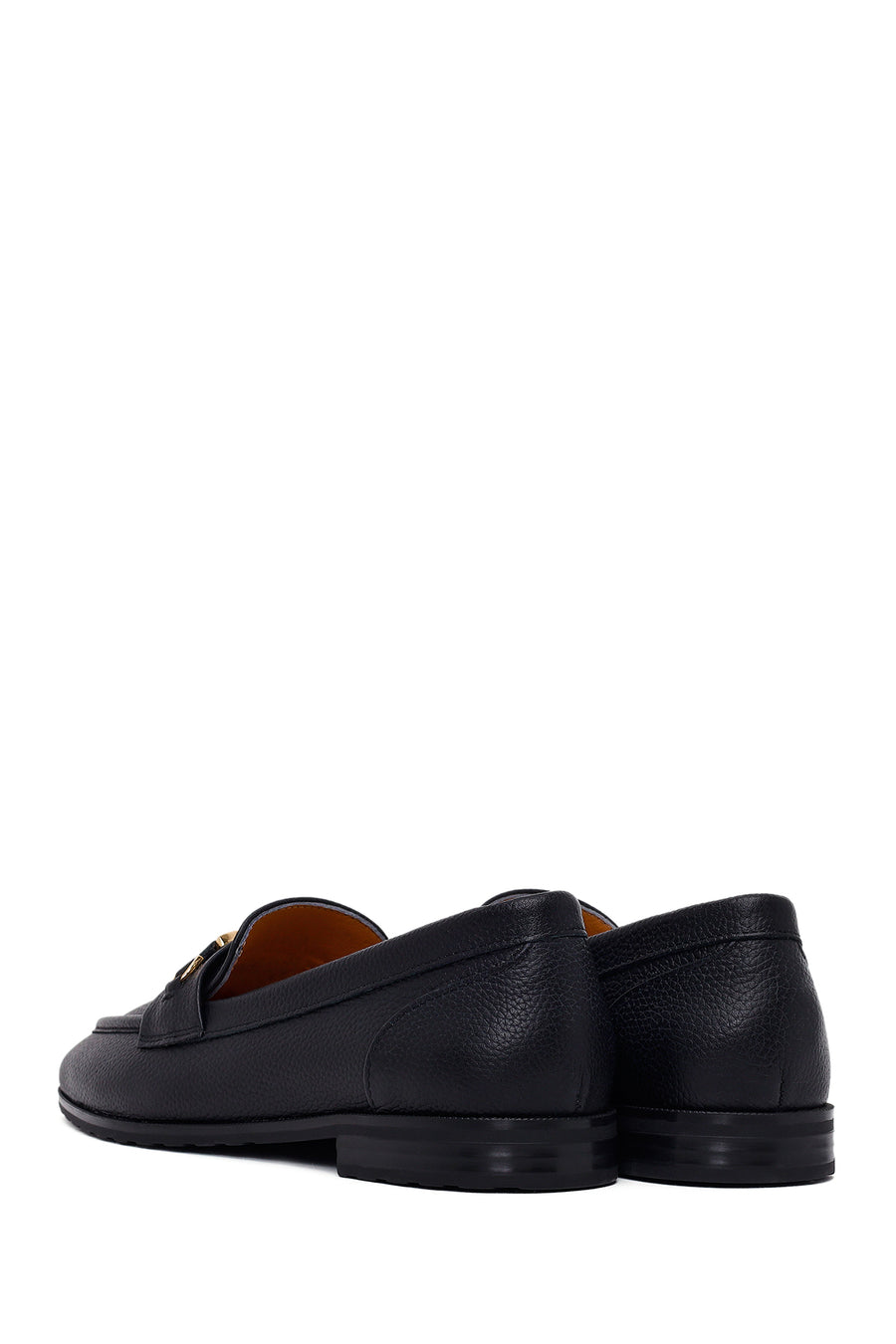 Woman Black Buckled Masculine Leather Loafer