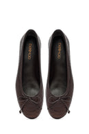 Woman Brown Patterned Leather Babet | Derimod
