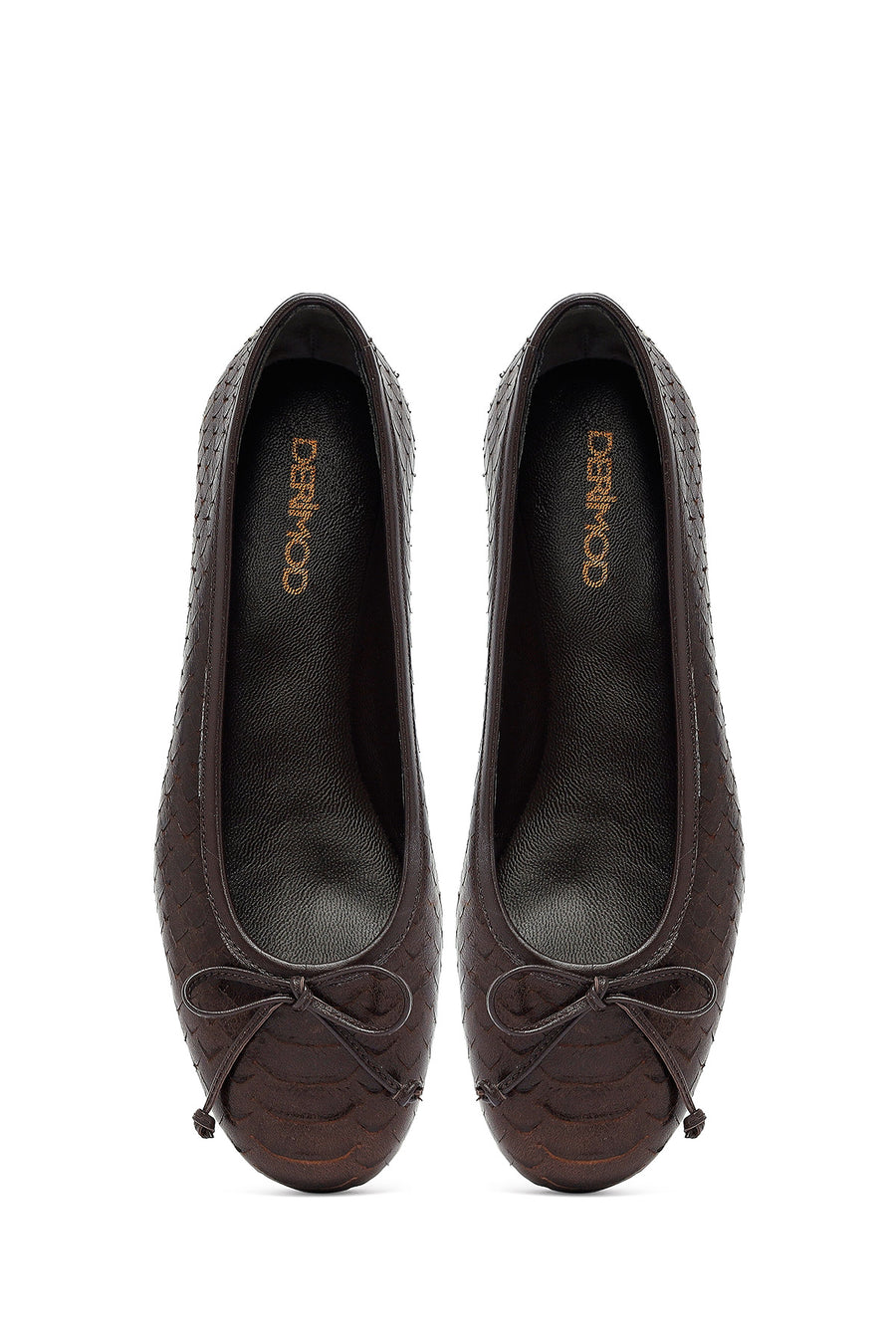 Woman Brown Patterned Leather Babet