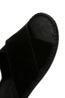 Men's Black Suede Leather Slippers | Derimod