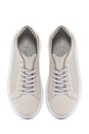 Women's Beige Thick Sole Lace Up Leather Sneaker | Derimod