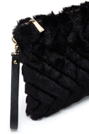 Women's Black Plush Portfolio Bag | Derimod