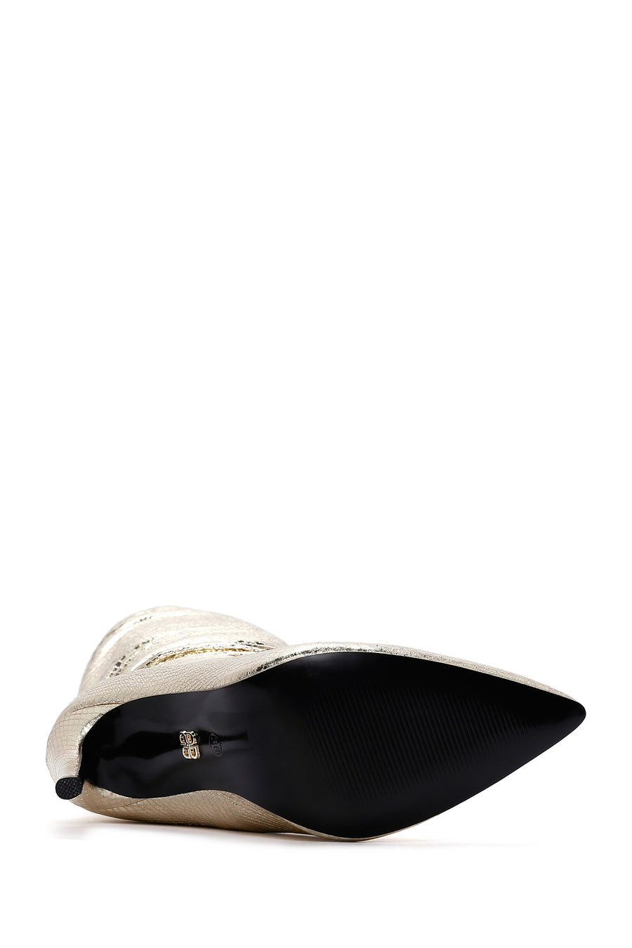 Women's Gold Thin Heeled Boots