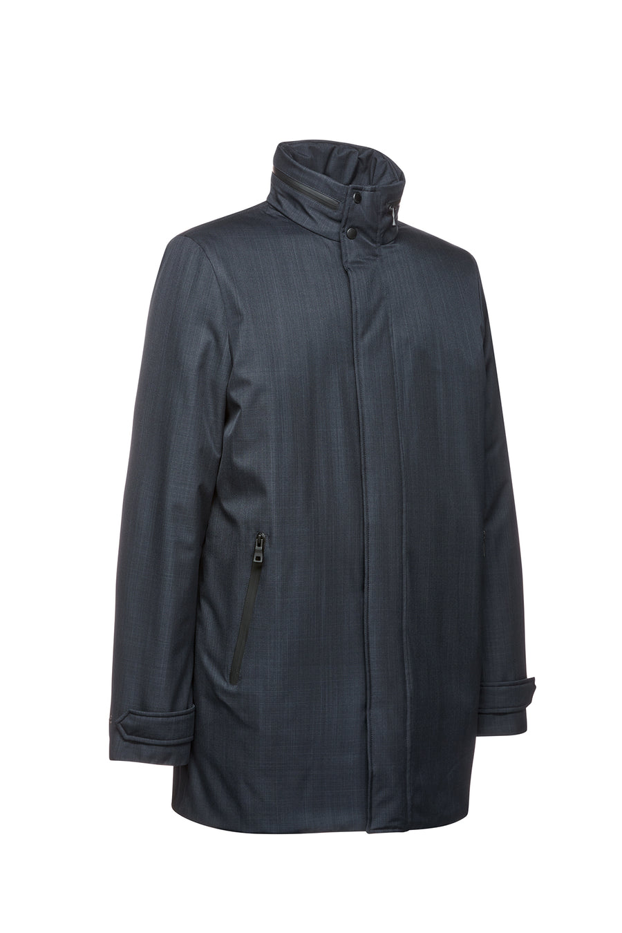 Geox Men's Navy Blue M Dolomia Zippered Long Coat