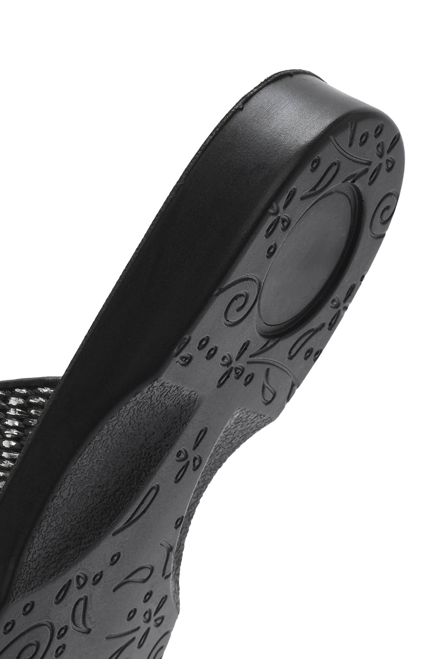 Women's Black Straw Slippers
