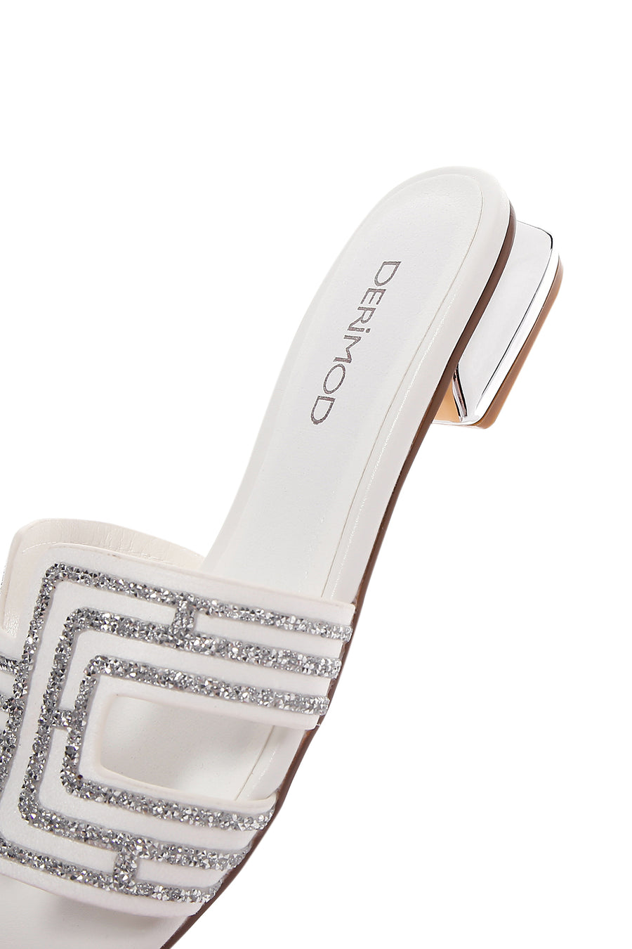 Women's White Stone Slippers
