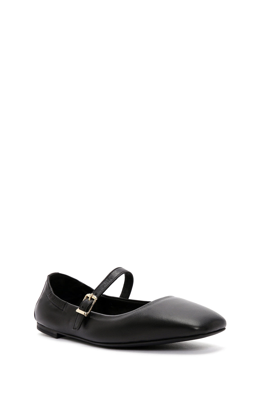 Women's Black Banded Leather Ballerinas