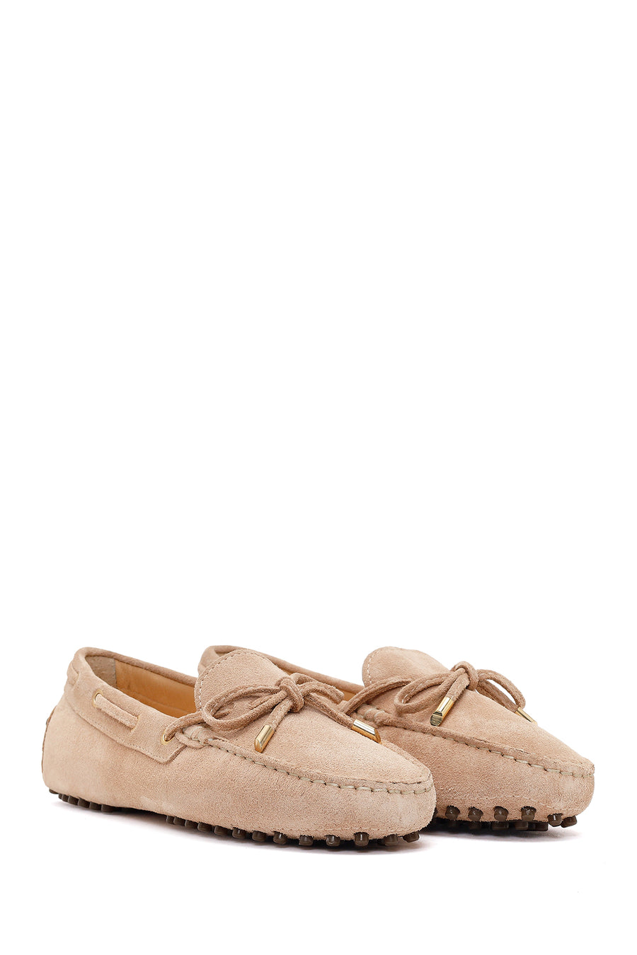 Women's Beige Tassel Suede Leather Loafer