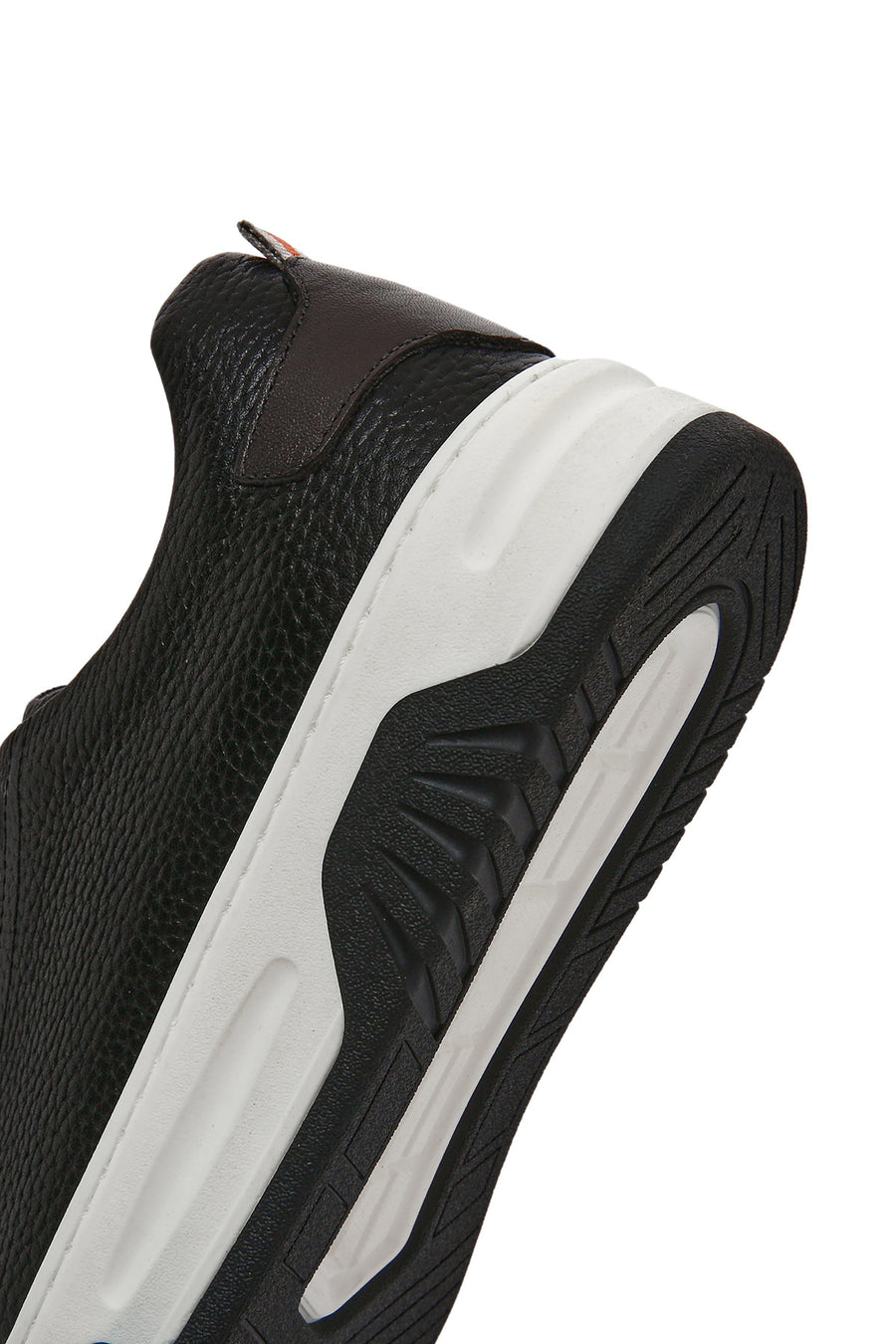 Men's Black Lace-up Thick-Sole Leather Sneaker