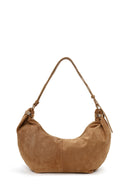 Woman Beige Suede Shoulder Bag | Derimod