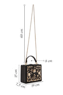 Women's Black Long Strap Patterned Clutch Bag | Derimod